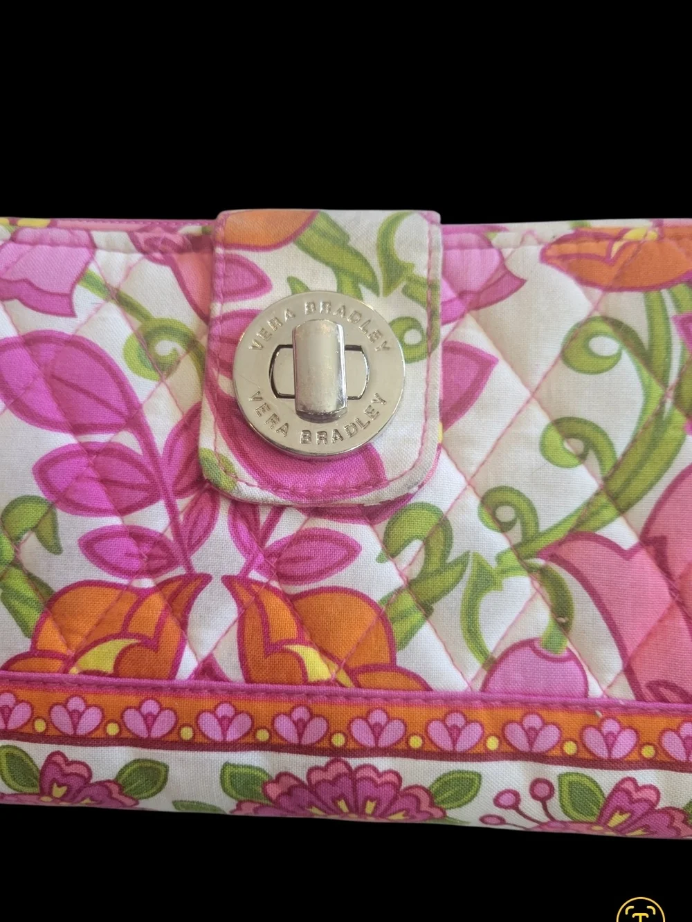 Vera Bradley Pink Orange Floral Quilted Wallet - Picture 2 of 5